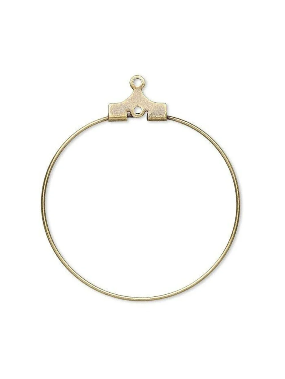 Antiqued Brass Earring Beading Hoops with Loop 30mm Add a Bead Findings 10 pcs